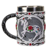 6" Stainless Steel Rim Mug - Tribal Rose Tankard - Magick Magick.com