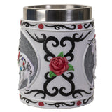 6" Stainless Steel Rim Mug - Tribal Rose Tankard - Magick Magick.com