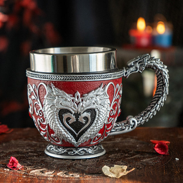 6" Stainless Steel Tea Cup - Dragon Heart - Magick Magick.com