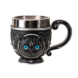 6" Stainless Steel Tea Cup - Witch Cat - Magick Magick.com