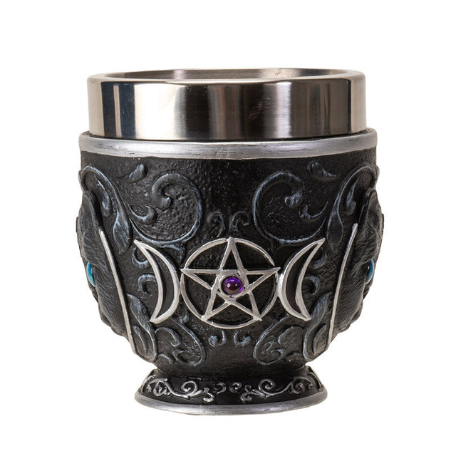 6" Stainless Steel Tea Cup - Witch Cat - Magick Magick.com