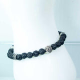 6 mm Elastic Bracelet Round Beads - Lava with Leaf Rondelles - Magick Magick.com