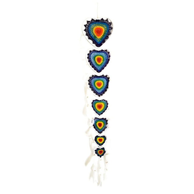 61" Dream Catcher - Chakra Rainbow Hearts - Magick Magick.com