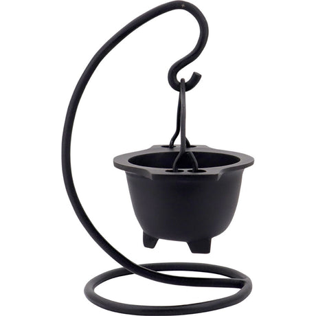 6.25" Cast Iron Hanging Cauldron with Stand - Magick Magick.com