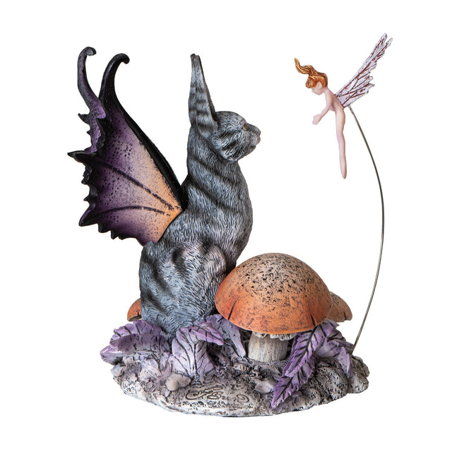 6.3" Amy Brown Fairy Statue - Cat Fairy Curious Encounter - Magick Magick.com