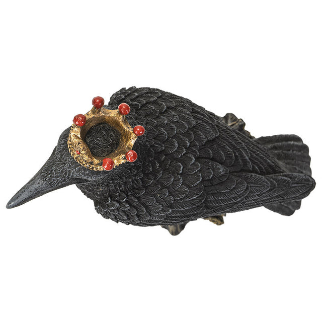 6.5" Crowned Raven on Stump Statue - Magick Magick.com