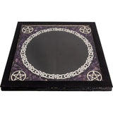 6.5" Glass Scrying Mirror with Amethyst Chips - Magick Magick.com