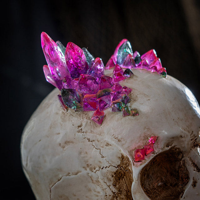 6.8" Skull with Crystals Statue - Magick Magick.com