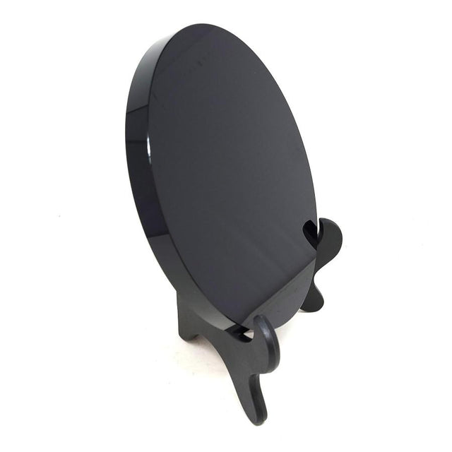 7" Black Obsidian Scrying Mirror with Stand - Magick Magick.com