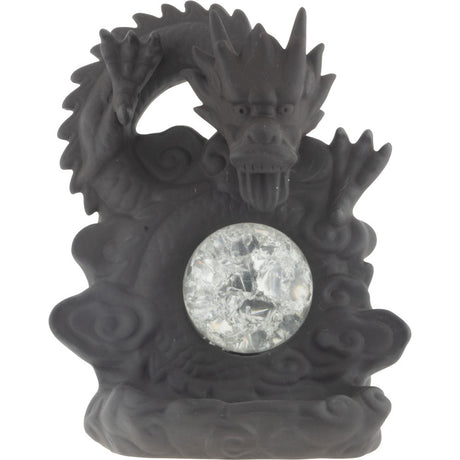 7" Ceramic Backflow Incense Burner - Dragon with Multicolored LED Sphere - Magick Magick.com
