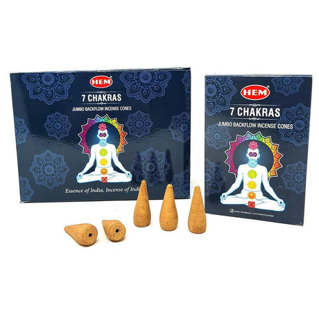 7 Chakra HEM Jumbo Backflow Incense Cones (20 Pack) - Magick Magick.com