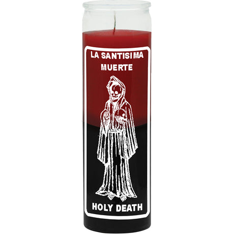 7 Day Glass Candle 2 Color Holy Death - Red / Black - Magick Magick.com