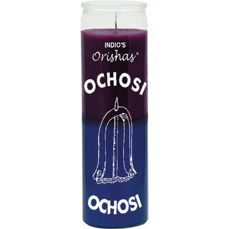 7 Day Glass Candle 2 Color Orishas Ochosi - Blue / Purple - Magick Magick.com