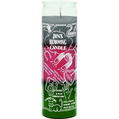 7 Day Glass Candle 3 Color Jinx Removing - Gray / Pink / Green - Magick Magick.com