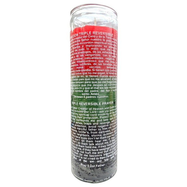 7 Day Glass Candle 3 Color Triple Action Reversible - Red / Green / Black - Magick Magick.com