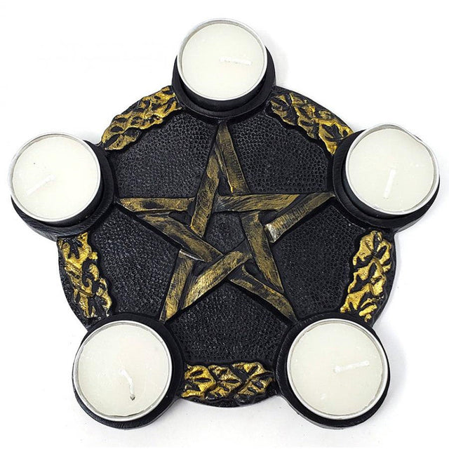 7" Pentagram Candle Holder Altar Plate - Magick Magick.com