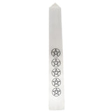 7" Selenite Pentagram Obelisk Tower - Magick Magick.com