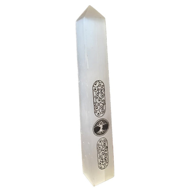 7" Selenite Tree of Life Obelisk Tower - Magick Magick.com