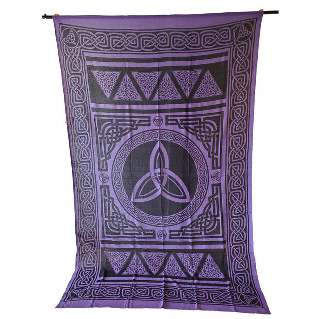 72" x 108" Ancient Triquetra Purple Tapestry - Magick Magick.com