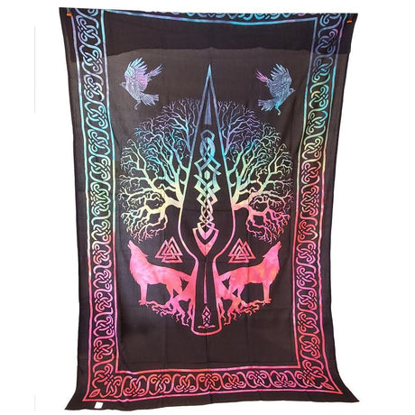 72" x 108" Celtic Athame Wolf Tie Dye Tapestry - Magick Magick.com