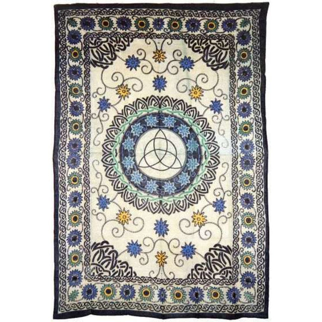 72" x 108" Floral Triquetra Tapestry - Magick Magick.com