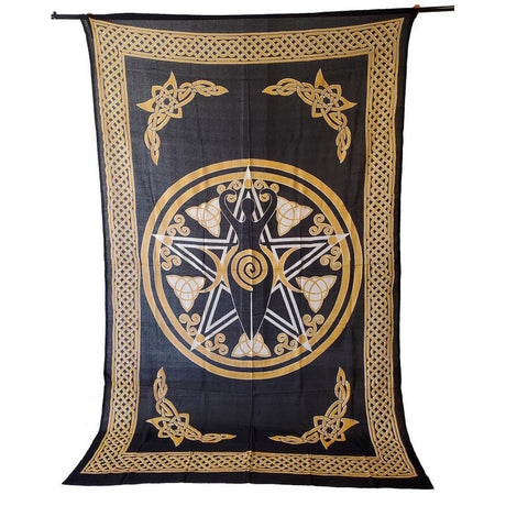 72" x 108" Goddess of Earth Gold Black Tapestry - Magick Magick.com