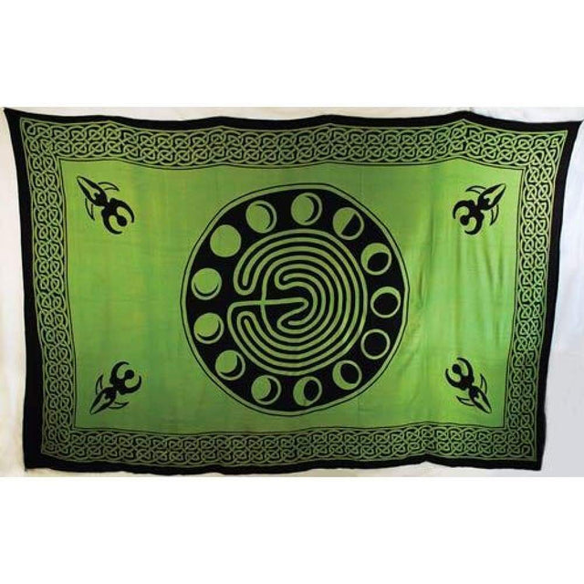 72" x 108" Moon Phase Green Tapestry - Magick Magick.com