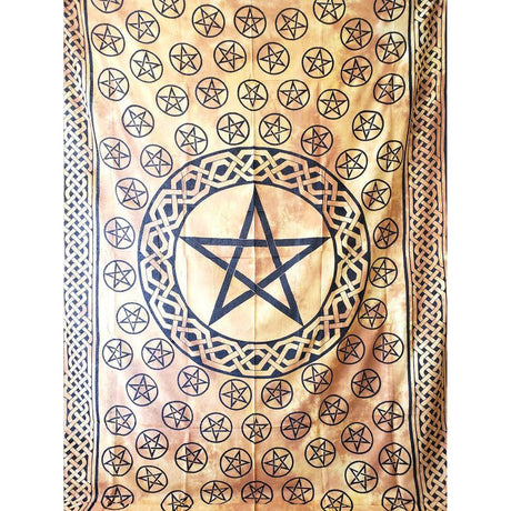 72" x 108" Pentagram Brown Black Tapestry - Magick Magick.com