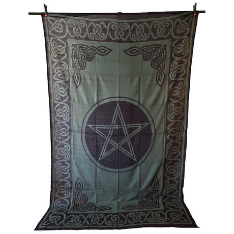 72" x 108" Pentagram Green Black Tapestry - Magick Magick.com