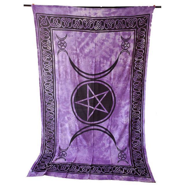 72" x 108" Triple Moon Purple & Black Tapestry - Magick Magick.com