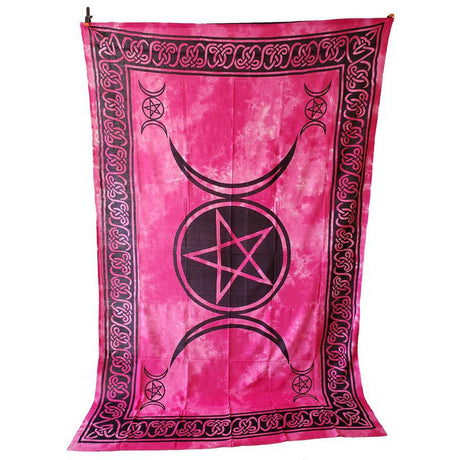 72" x 108" Triple Moon Red Tie Dye Tapestry - Magick Magick.com