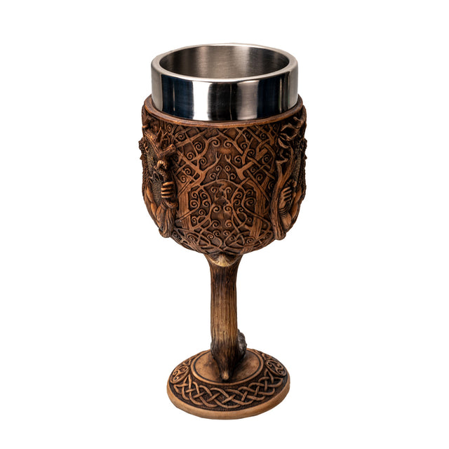 7.25" Resin & Stainless Steel Chalice / Goblet - Cernunnos - Magick Magick.com