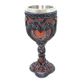 7.5" Resin & Stainless Steel Chalice / Goblet - Medieval Double Dragon - Magick Magick.com