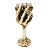 7.5" Resin & Stainless Steel Chalice / Goblet - Skeleton Hand - Magick Magick.com