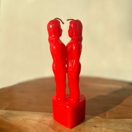 7.5" Woman & Woman Face To Face Lovers Candle - Red - Magick Magick.com