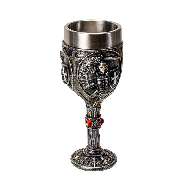 7.6" Resin & Stainless Steel Chalice / Goblet - Hospitaller Knight - Magick Magick.com