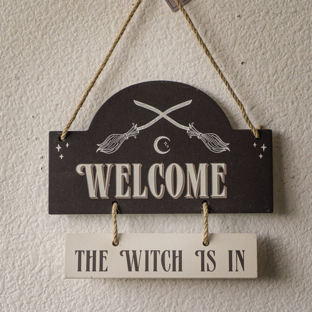 7.8" Welcome The Witch Is In Hanging Sign - Magick Magick.com