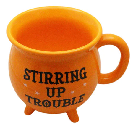 4" Ceramic Cauldron Mug - Stirring Up Trouble Orange