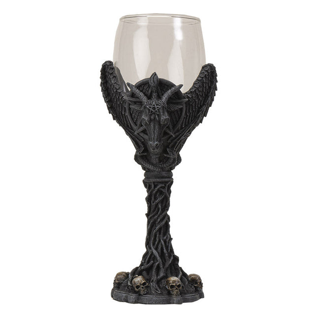 8" Glass Chalice / Goblet - Baphomet - Magick Magick.com