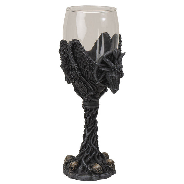 8" Glass Chalice / Goblet - Baphomet - Magick Magick.com