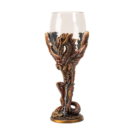 8" Glass Chalice / Goblet - Dragon Blade - Magick Magick.com