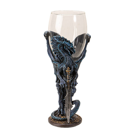 8" Glass Chalice / Goblet - Dragon Blade - Magick Magick.com