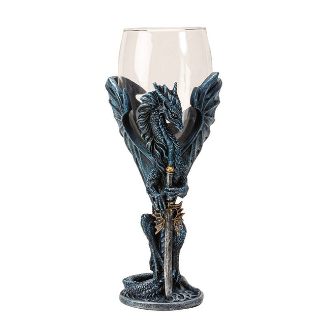 8" Glass Chalice / Goblet - Dragon Blade - Magick Magick.com