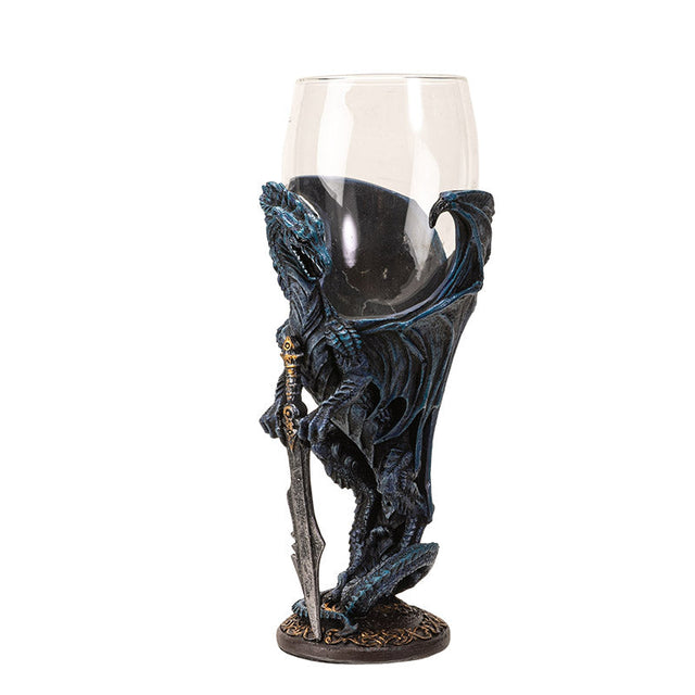 8" Glass Chalice / Goblet - Dragon Blade - Magick Magick.com