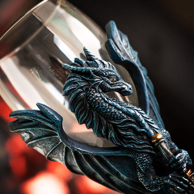 8" Glass Chalice / Goblet - Dragon Blade - Magick Magick.com