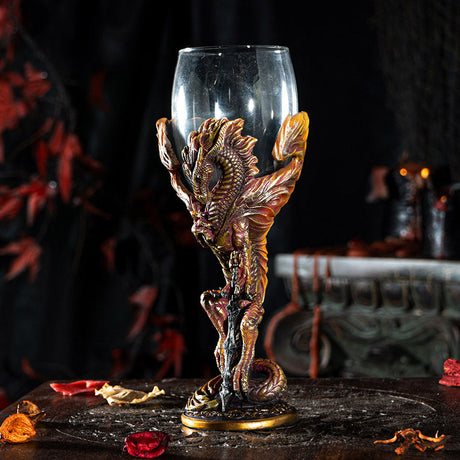 8" Glass Chalice / Goblet - Dragon Blade - Magick Magick.com