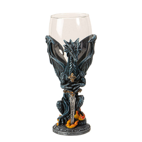 8" Glass Chalice / Goblet - Dragon Blade - Magick Magick.com