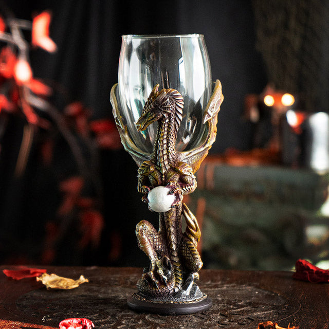 8" Glass Chalice / Goblet - Dragon Blade - Magick Magick.com