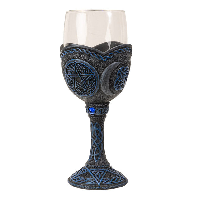 8" Glass Chalice / Goblet - Pentagram - Magick Magick.com