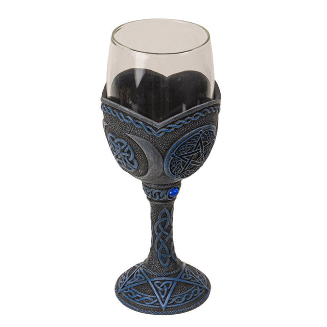 8" Glass Chalice / Goblet - Pentagram - Magick Magick.com